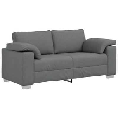 Image of vidaXL 2.5 seater sofa dark grey fabric lounge seat sturdy steel/wood frame comfortable fiberfill cushions 140cm width for 3 people living room seating