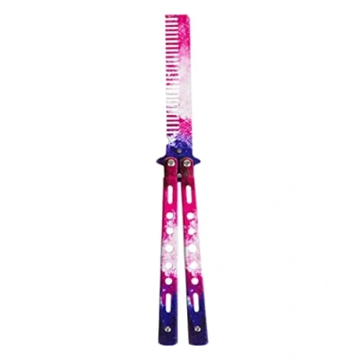 Image of Comb Trainer Stainless Steel Unsharpened Slice Butterfly Training for Beginner Purple Folding Practice Swords Tool