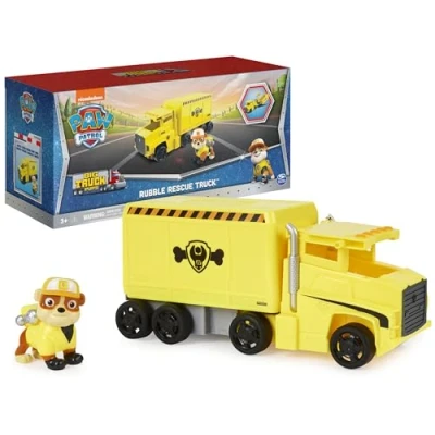 Image of Paw Patrol, Big Truck Pups, Transforming Rubble Toy with Collectible Action Figure, Toys for Kids Ages 3+
