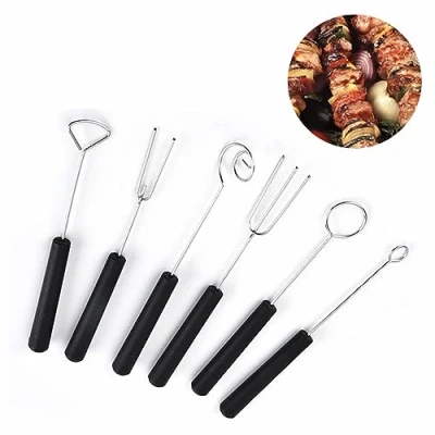 Image of Kalsfisuia Dipping Fork Set Chocolate Tool Stainless Steel Fondue Forks Cheese DIY Baking Supplies for Handmade Chocolates 6 Pcs
