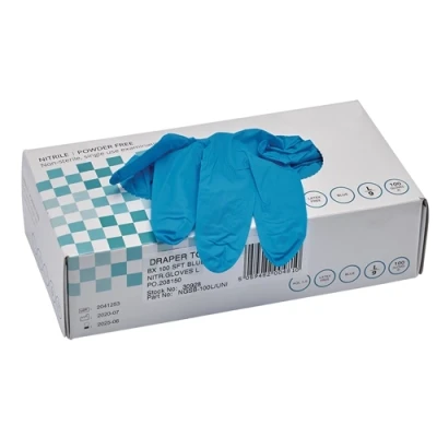Image of Draper Nitrile Gloves, Large, Blue (Pack of 100)