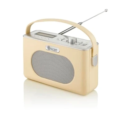 Image of Swan SRA43010CN Retro DAB Bluetooth Radio, LCD Display with Blue Backlight, 20 Pre Set Stations, Cream