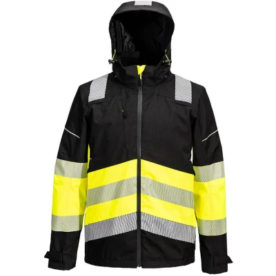 Image of Portwest PW3 Hi Vis Class 1 Extreme Rain Jacket Yellow/Black Medium