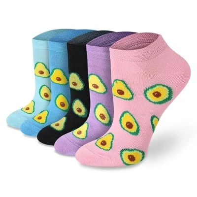 Image of Socksmad Ladies Trainer Socks Size 4 7 Coloured Heel &amp; Toe Black Multipack Womens Sports Cotton Rich, Summer Liners Wardrobe Essentials Gifts for Her Avocado, 5 Pair