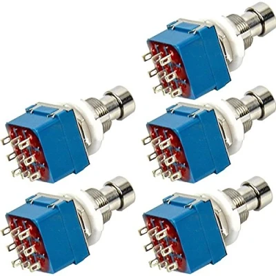 Image of Mintice 5Pcs 3PDT 9 Pins Box Stomp Guitar Effect Pedal Foot Switch True Bypass Control Electric Metal Blue