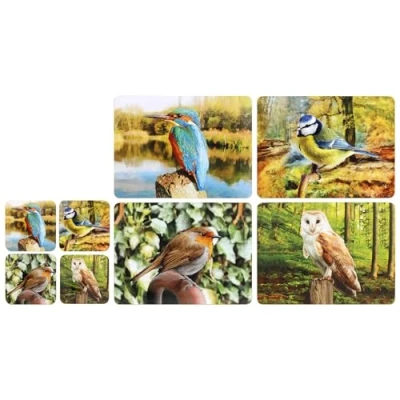 Image of Sets of 4 Placemats with Matching Coasters (Garden Birds Table Mats Coaster Set)