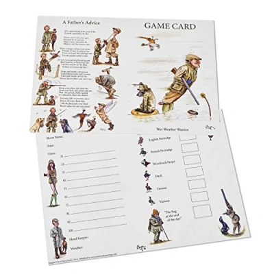 Image of Bryn Parry 10 Game Cards Featuring Wet Weather Warrior A Father&#039;s Advice Poem on The Reverse. Inside Contains Spaces for Shoot Name, Guns Names, Record etc.
