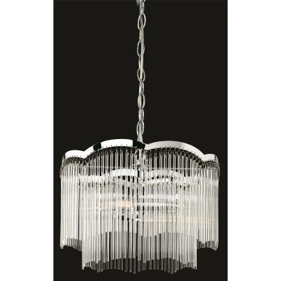 Image of Opera 2 Light Ceiling Pendant Chrome, Clear Glass Rods, E14