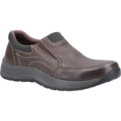 Image of Cotswold Mens Churchill Slip On Casual Shoe Brown Leather Size UK 12