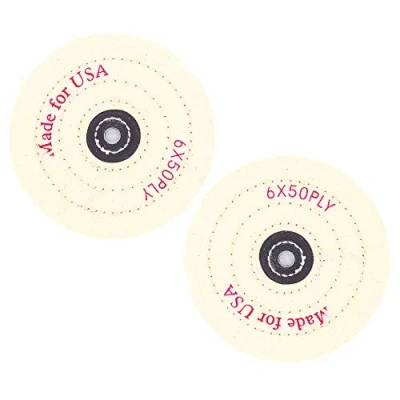 Image of 2x 6 Inch Cotton Wheel Spiral Stitched Buffing Cleaning Pad Polishing for Mop Bench Grinder Tools