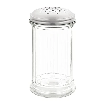 Image of Olympia Sugar Pourer with 4X140X70mm Multi Holes Glass and Stainless Steel Container