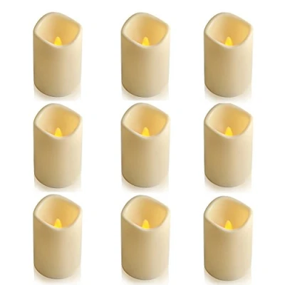 Image of Flameless LED Candles, Eleoption Outdoor Candle with 6 Hour Timer Built in Daily Auto ON OFF, Electirc Flickering Battery Pillar Candles (Pack of 9)