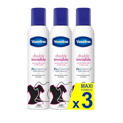 Image of Vaseline Double Invisible Anti Perspirant Women&#039;s 250 ml 48h Sweat Protection &amp; Long Lasting Freshness Pack of 3