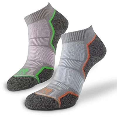Image of 1000 Mile Run Anklet REPREVE Single Layer Gym Workout Mens Ankle Socks Twin Pack Silver (X Large / 12 14UK)