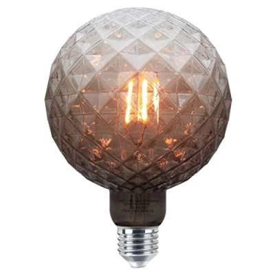 Image of Long Life Lamp Company LED Glass Globe Light Bulb E27 Edison Screw Filament Classic Grey Smoked G125 Pinecone