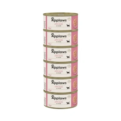 Image of Applaws 100% Natural Wet Cat Food, Tuna Fillet with Shrimp, 156g Tins Pack of 6