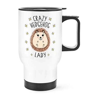 Image of Crazy Hedgehog Lady Travel Mug Cup with Handle