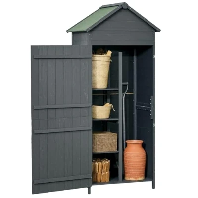 Image of Outsunny Outdoor Garden Shed Wooden Tool Storage Shelves Utility Cabinet845 063V01GY