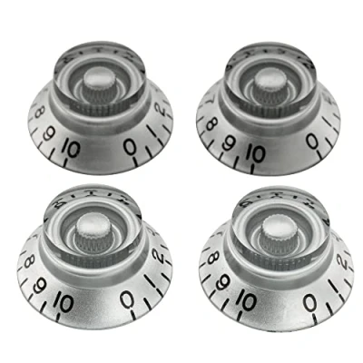 Image of Musiclily Pro Imperial Inch Size Guitar Bell Top Hat Knobs Compatible with USA Made Les Paul Style, Silver (Set of 4)