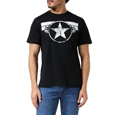 Image of MARVEL Men&#039;s Captain America Cap Logo T Shirt, Black, XXL UK