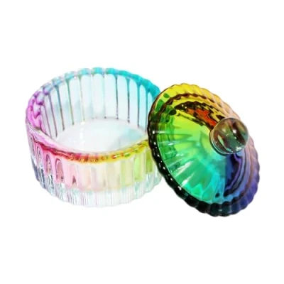 Image of Heart Shaped Nails Art Glass Dappen Dish Crystal Cup With Lid Nail Liquids Bowl Acrylic Powder For Salon