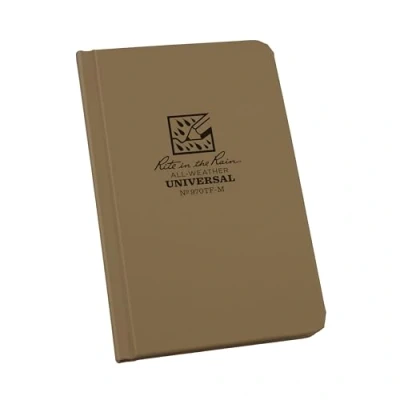 Image of Rite in the Rain Weatherproof Hard Cover Notebook, 4.25&quot; x 6.75&quot;, Tan Cover, Universal Pattern (No. 970TF M)