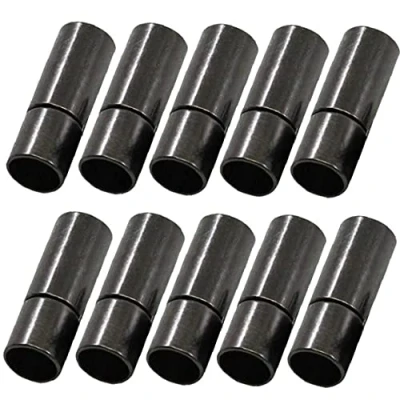 Image of PiniceCore 10pcs Metal Magnetic Clasps Round Leather Cord Bracelets Necklaces End Caps Connectors for Diy Jewelry Findings Supplies, Black, 3mm