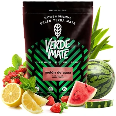Image of Verde mate Green Melón de Agua 0,5 kg Mild watermelon yerba 500 g Highly stimulating Devoid of intense bitterness Fine tea from Brazil