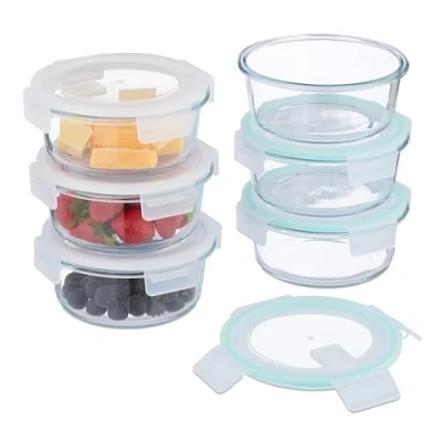 Image of Relaxdays Glass Containers with Lid, Set of 6, 620 ml, Meal Prep, Food Storage Boxes, Plastic Airtight, Transparent