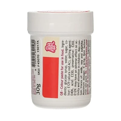 Image of FunCakes Food Colour Paste Red; Concentrated Colouring for Batter, Cream, Fondant, Marzipan, Dough, Modelling and Flower Paste. Halal Kosher. 30 g
