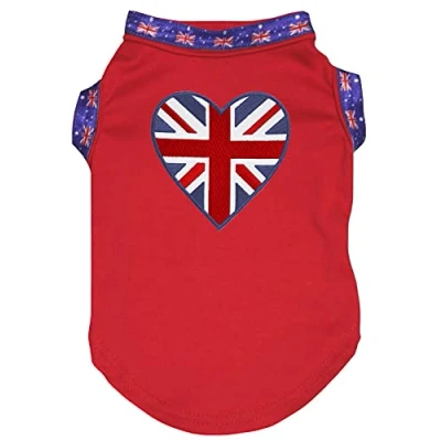 Image of Petitebelle Britain Heart Puppy Dog Shirt (Red, Medium)