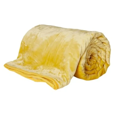 Image of Rohi Luxury Fleece Throw Blanket Double Super Soft Warm &amp; Fluffy Ochre Throws for Sofa Bed Couch 150x200cm