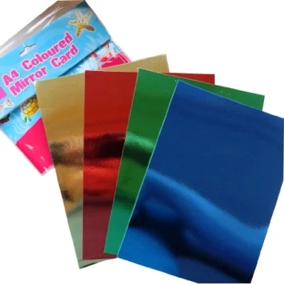 Image of Kids Create Pack Of 24 Sheets Mirrored Metallic A4 Coloured 300gsm Card Assorted Colours Blue/Green/Red