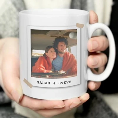 Image of Custom Personalised Polaroid Photo Upload Mug Birthday, Mother&#039;s Day, Valentine&#039;s Anniversary, Father&#039;s Christmas