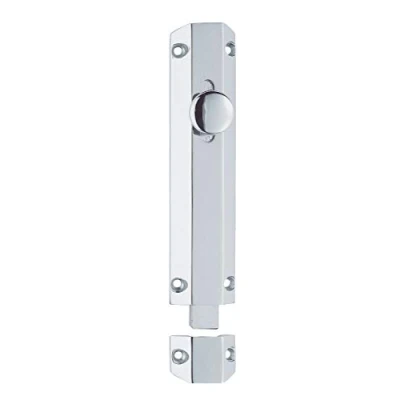Image of Carlisle Brass AQ82CP Surface Bolt C/W Extruded Flat Keeper, Polished Chrome, 150 mm (6&quot;)
