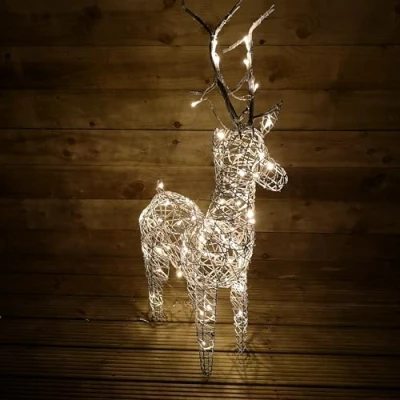 Image of Kaemingk Lumineo 83cm Grey Wicker Light Up LED Reindeer Decoration 72 Warm White LED&#039;s, JNS_465230