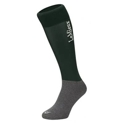 Image of LeMieux My Competition Horse Riding Socks in Green with Closely Woven Foot, Topside Seam and Micro Weight Stretch Twin Pack Large