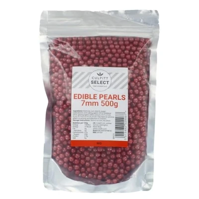 Image of Culpitt Select Edible Pearls Pearl Red 4mm Beads, Cake Sprinkle Decorations For Cakes, Cupcakes, Cookies, Ice Cream, and Desserts 500g