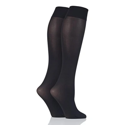 Image of 3 Pair Black 40 Denier Matt Knee Highs Ladies One Size Charnos