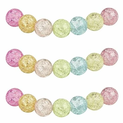Image of MJDCB Round Glass Beads 6mm Color Burst Crystal Loose for Jewelry Making Bracelet Necklace 60pcs
