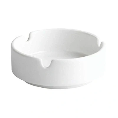 Image of drinkstuff Moonlight Ceramic Ashtray White 10cm Set of 12 Porcelain 3 Notch Ash Tray