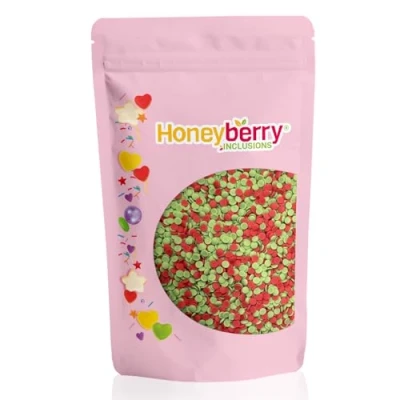 Image of HONEYBERRY INCLUSIONS Christmas Confetti Sprinkles 200g (Green and Red) Premium Edible Decorating for Baking, Cupcake Cake Decorations, Ice Cream Dessert Toppers