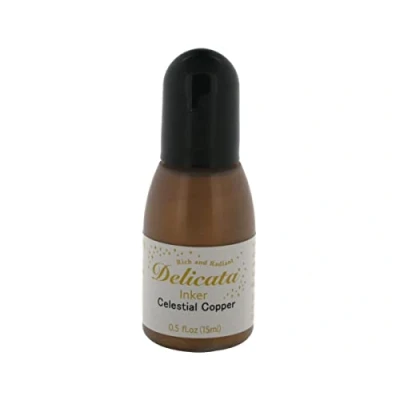 Image of Tsukineko Inker Stamp Ink 15 ml Copper, Celestial Accessories Reinker for Delicata Pads, 15ml
