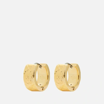 Image of Tory Burch Women&#039;s Miller Stud T Monogram Small Hoop Gold
