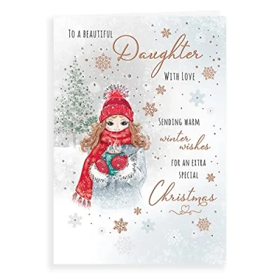 Image of Piccadilly Greetings Character Christmas Card Daughter 9 x 6 inches