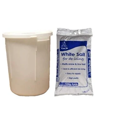 Image of KetoPlastics 25L White GRIT BIN with 10KG Rock Salt ICE Snow