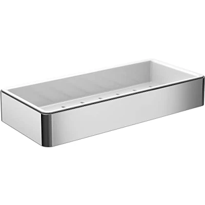 Image of Emco Loft Soap Basket 220 x 34 101 mm Chrome/White, Die cast zinc, Wandkorb