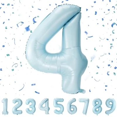 Image of Number 4 Balloons 4,Blue Balloon 40 Inch Giant Helium Foil for Boys Girls Party Decor Birthday Anniversary Graduation Decorations Supplies