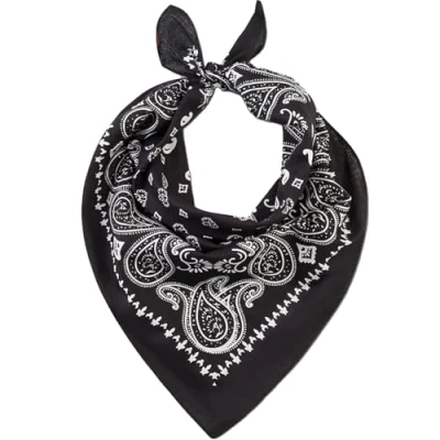 Image of baizhong Bandana Head Scarf for Men and Women, Stylish Cowboy Headband Handkerchief, Multi purpose Hair Paisley Print Unisex Headwraps (Black)