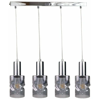 Image of Cross Bar Pendant Ceiling Light Dark Silver, 60cm, 4x E27